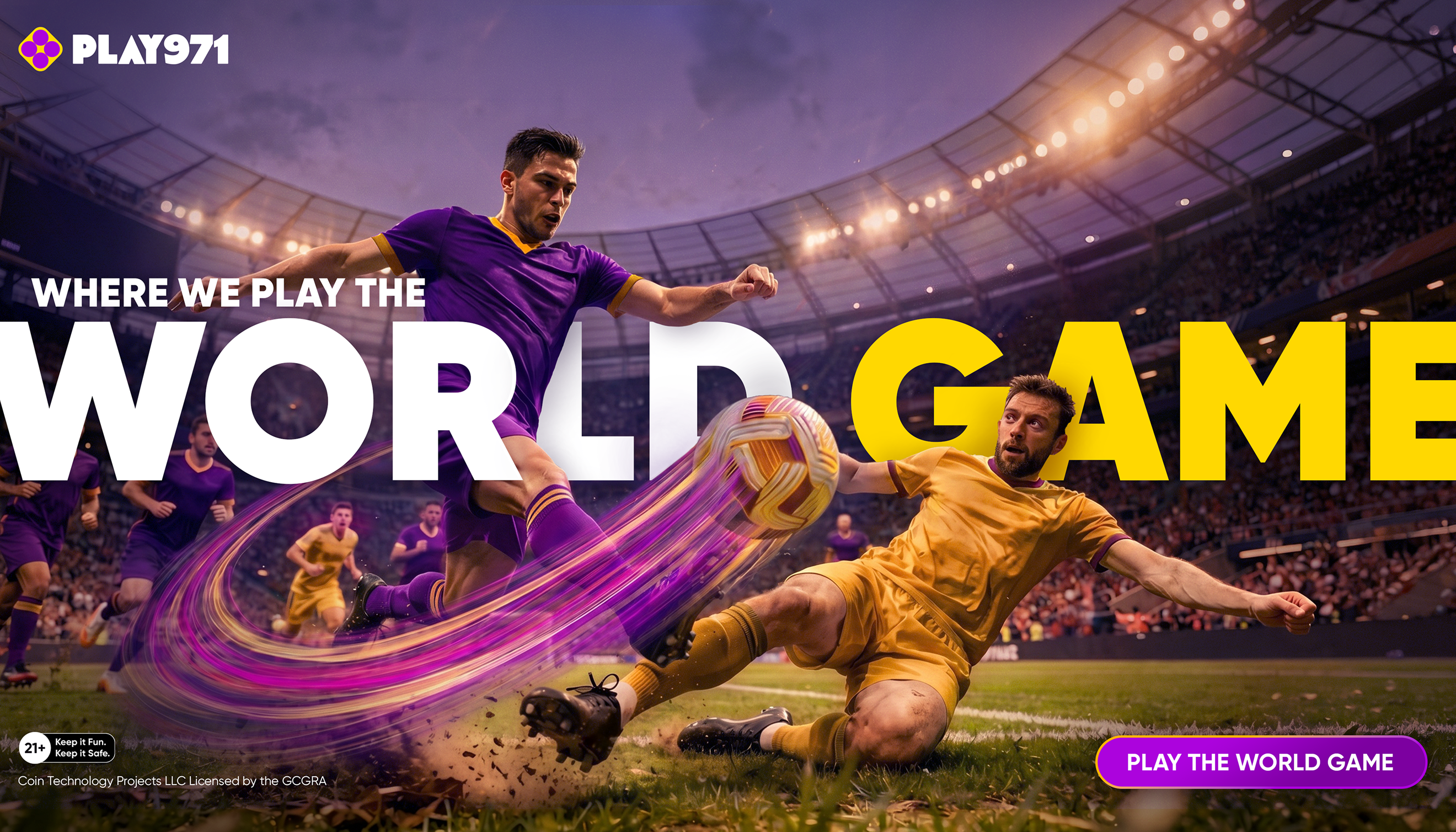 Two football players in an ntense World Cup match
